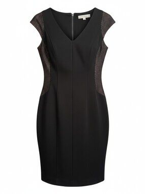 Maggy London Mesh Panel Sheath Dress Cocktail Monochrome Sophisticated Edgy Sz 6